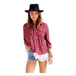 𝅺bdg Lace Petticoat Flannel Shirt Size XS